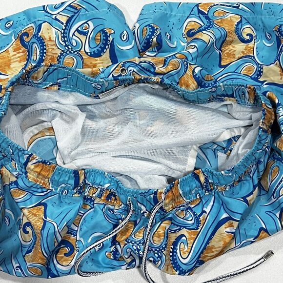 Peter Millar Swim Trunks Mens Blue 8" All Over Print Fun Seaside Ocotopus Sz XL - Picture 7 of 7